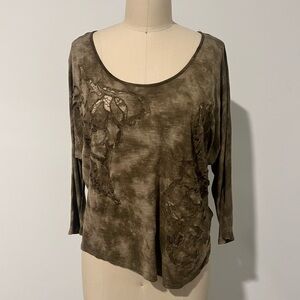 Free People Burnout Lace 3/4 Sleeve Top